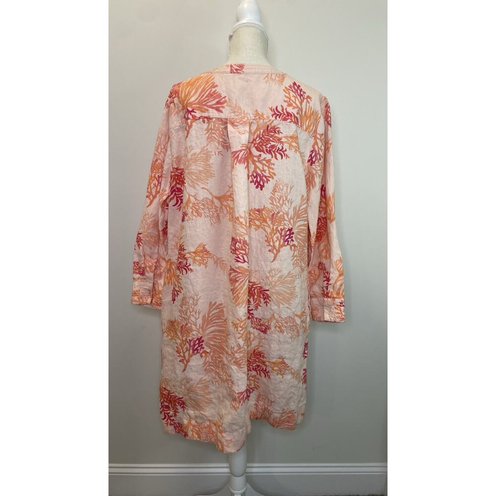 Chicos Linen Coral Reef Tunic Dress Vacation Resort Kaftan Women's Size 3 16/18 - Picture 7 of 14